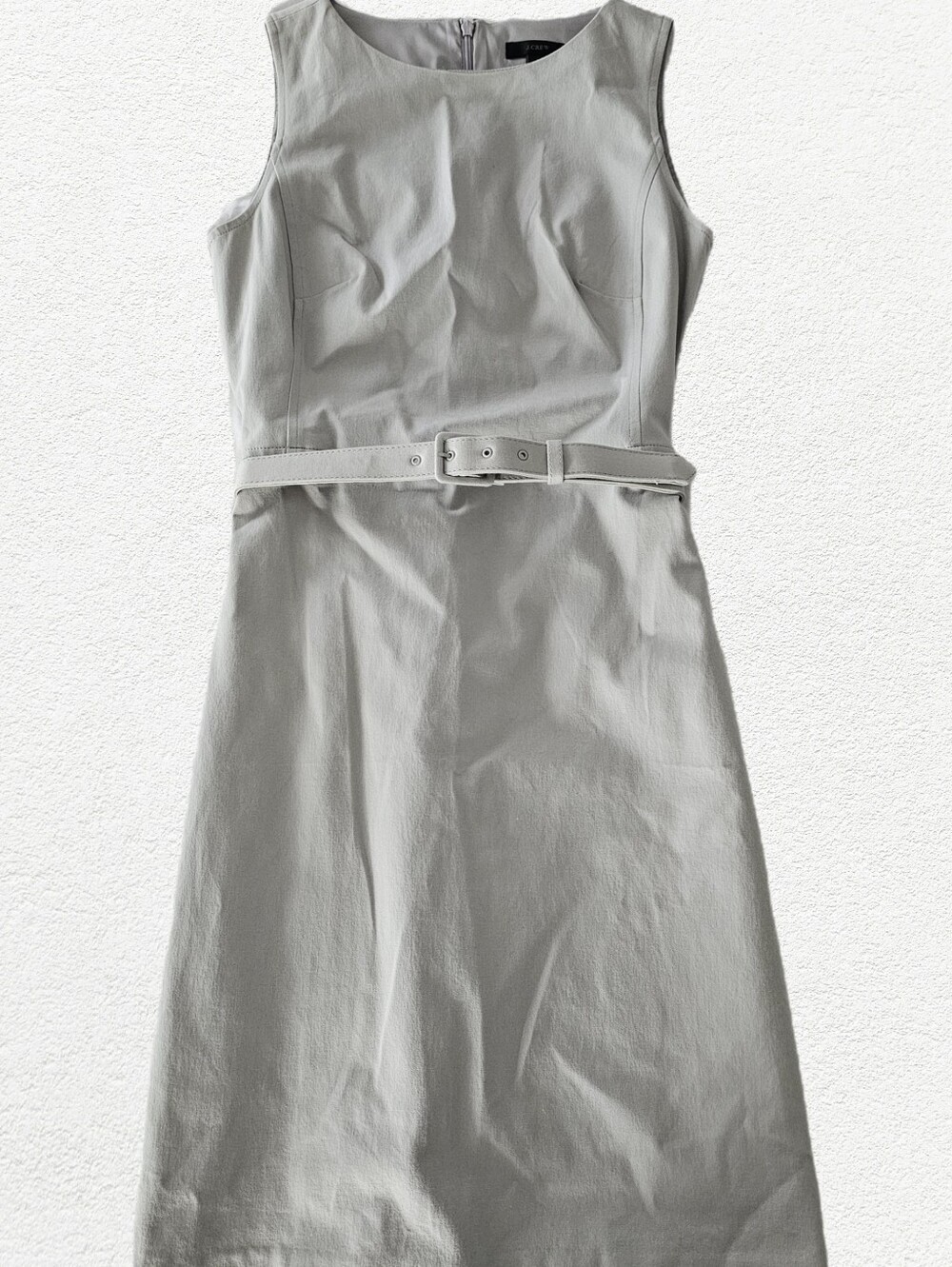 Classic Sleeveless Belted Women's Dress in Light Gray - J Crew